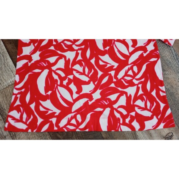 Women's Chico's Pima Leaf Print Everyday Tee Red White, Size XL - Picture 3 of 12